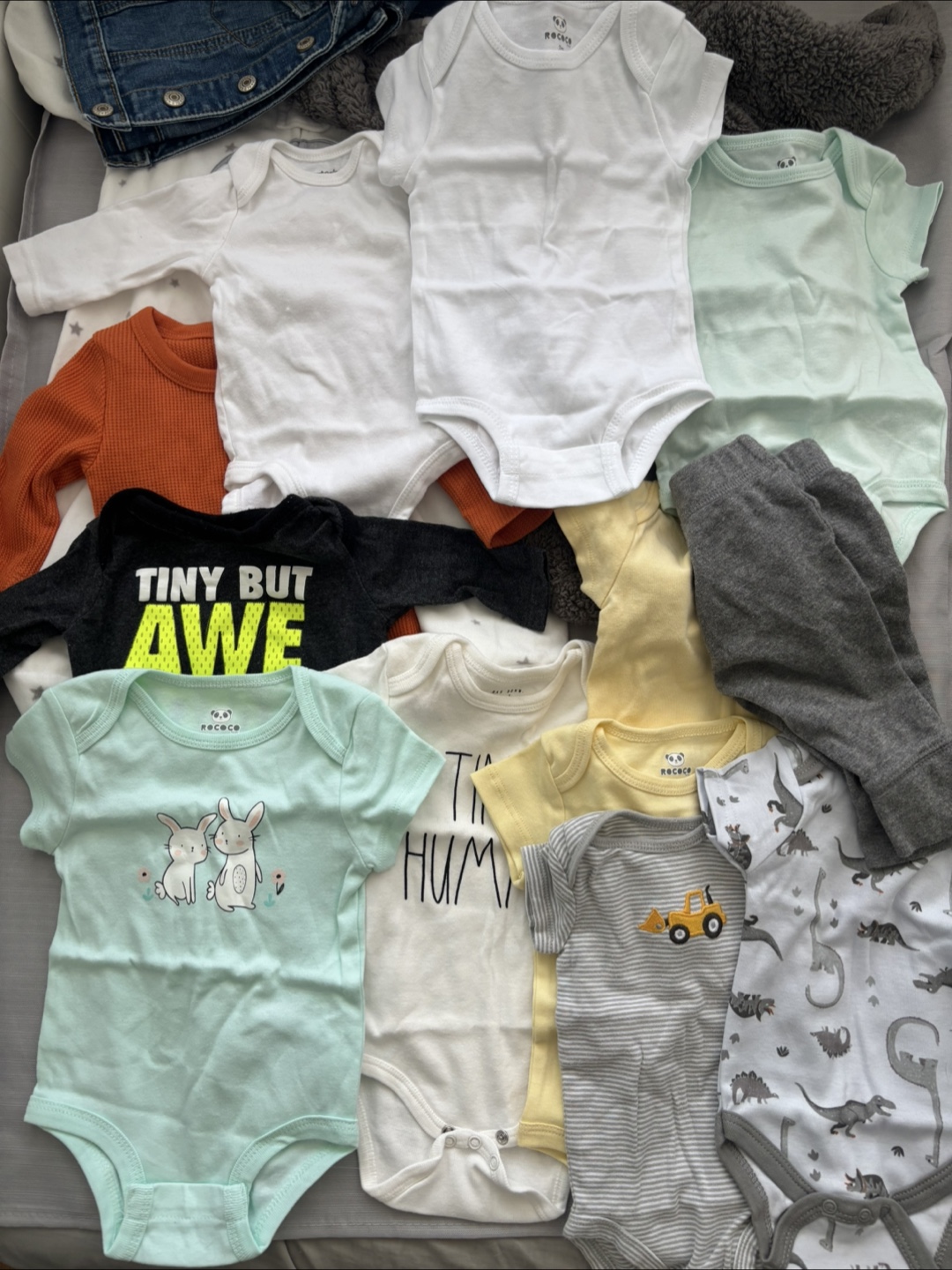 Baby Clothes Bundle - Sleepers, Jean Jacket, Pants & Blanket