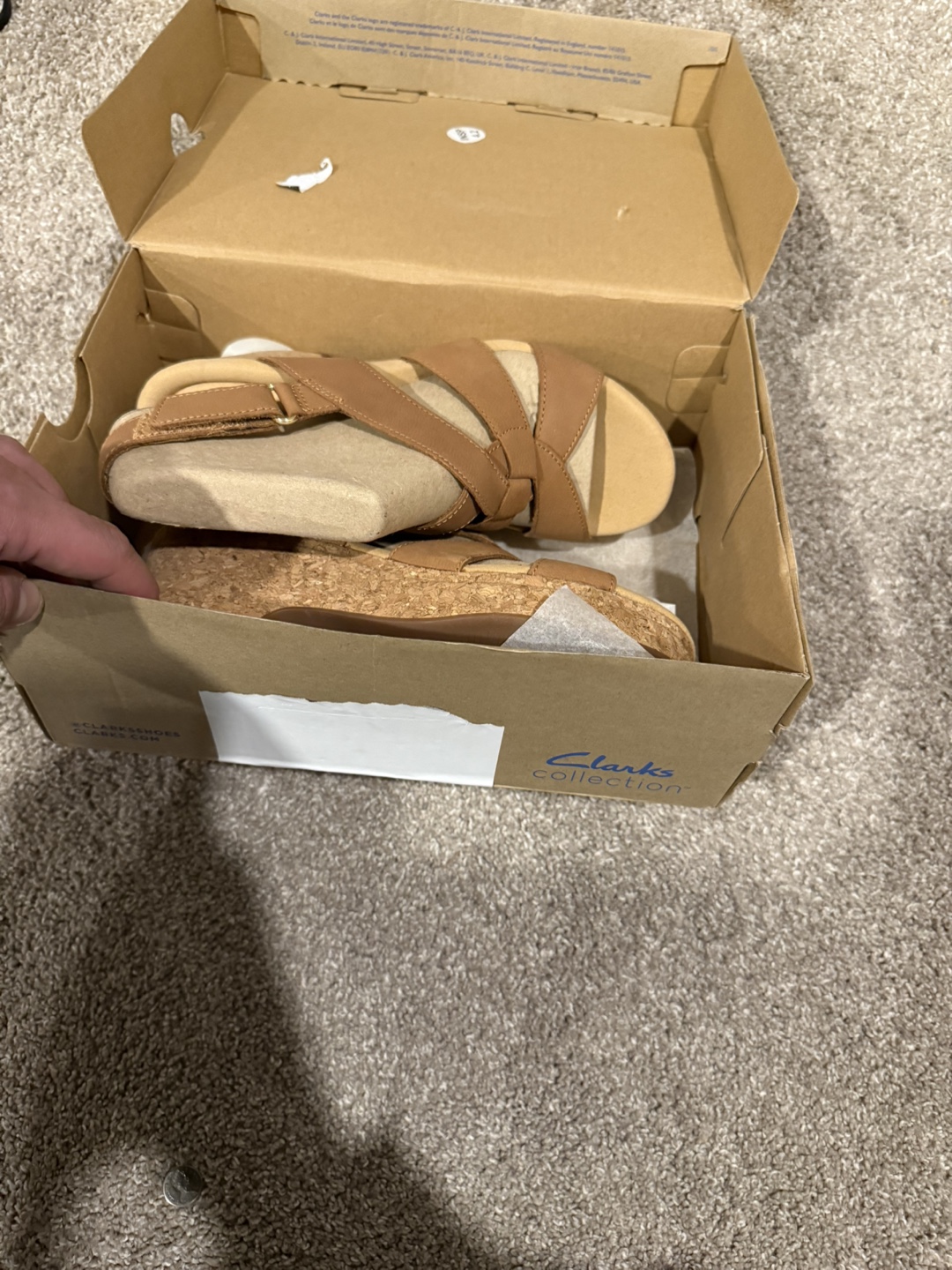 Clarks Collection Women's Tan Leather Wedge Sandals - photo 3