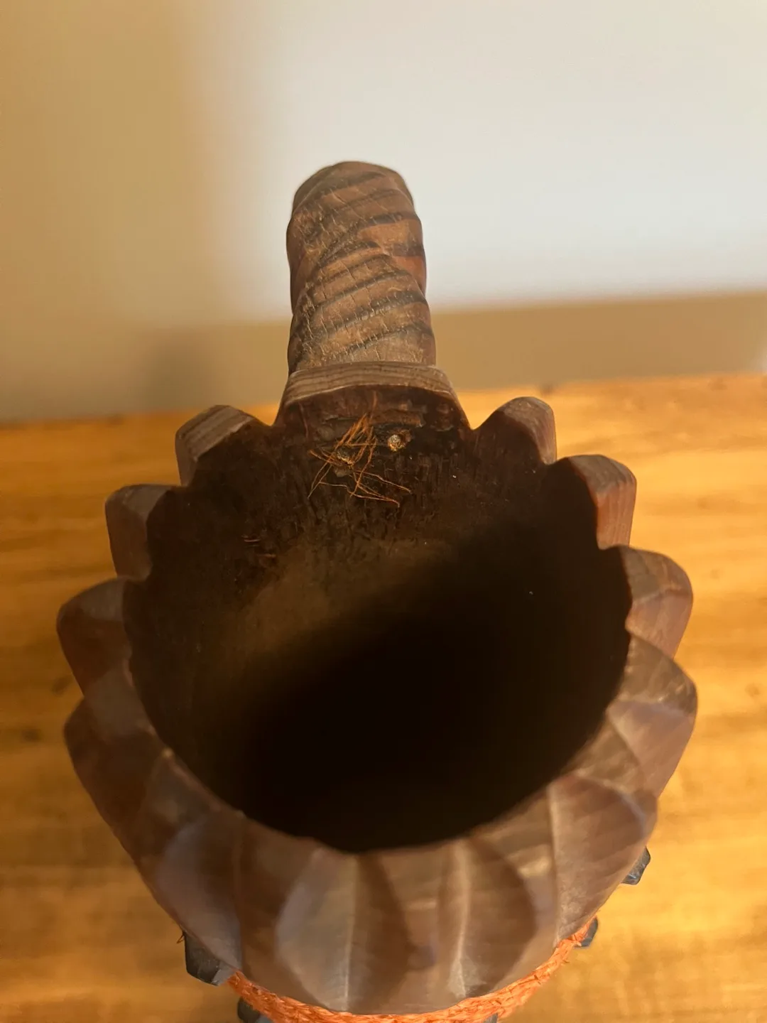 Vintage 1970s Hand Carved Wooden Tiki Mug image indicator(5)