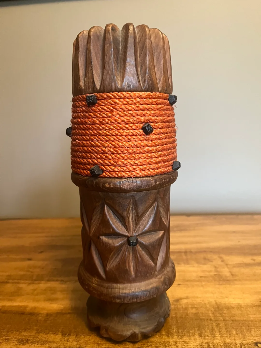 Vintage 1970s Hand Carved Wooden Tiki Mug image indicator(7)