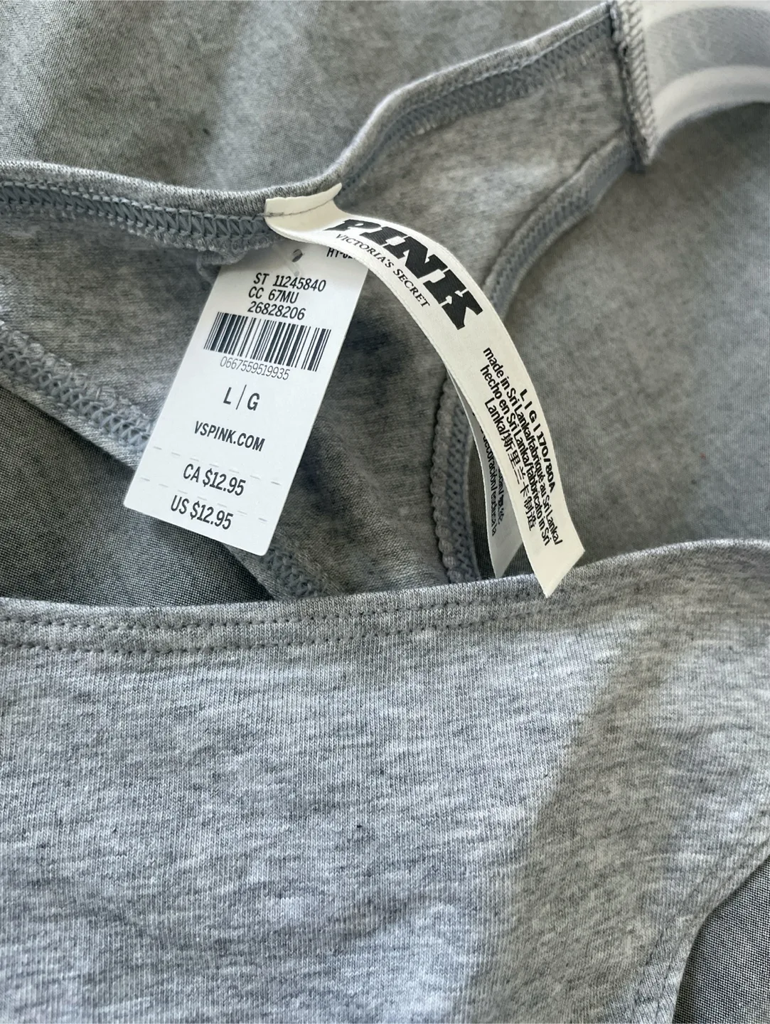 Victoria's Secret PINK Grey Thong Underwear - Size Large image indicator(3)