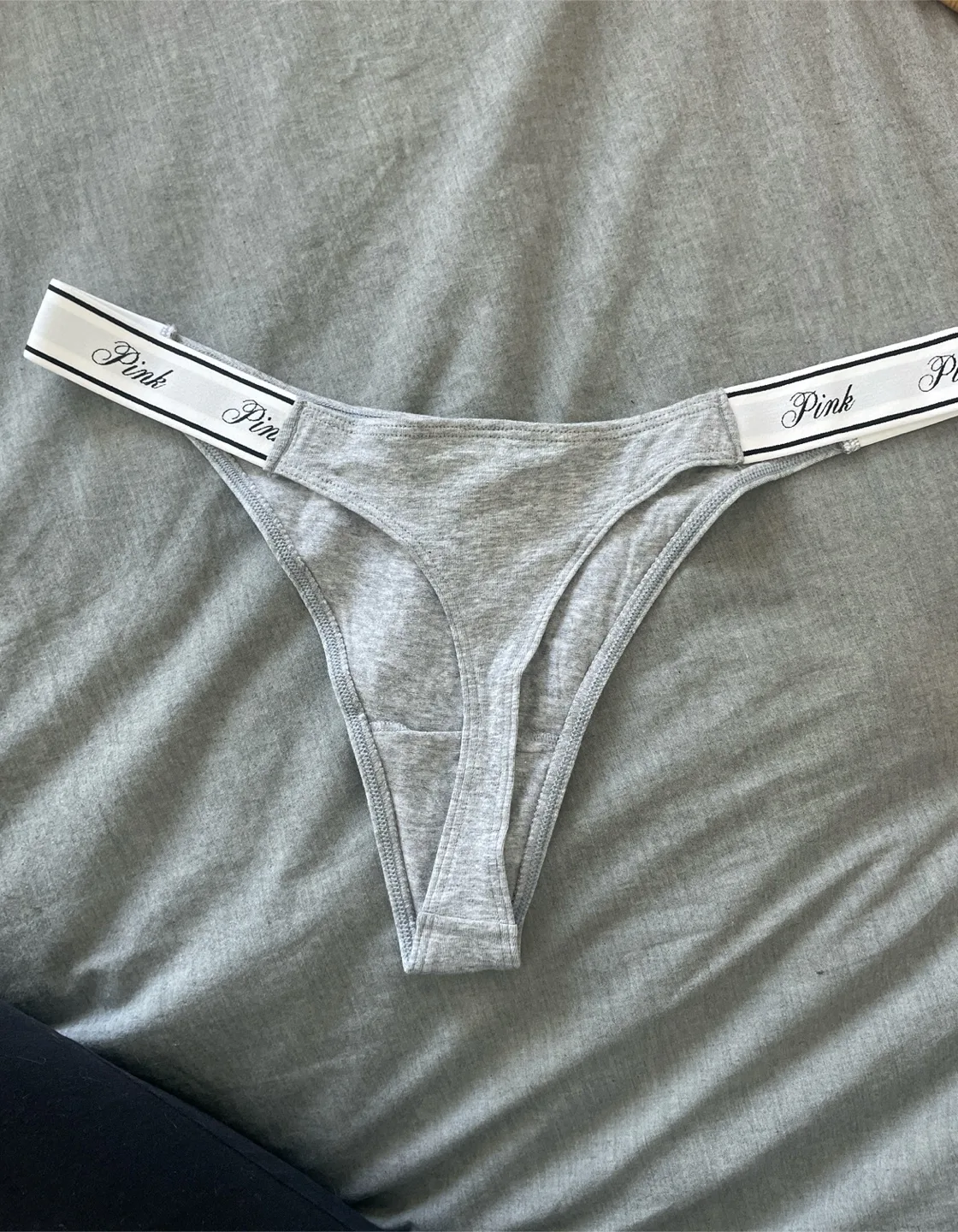 Victoria's Secret PINK Grey Thong Underwear - Size Large image indicator(2)