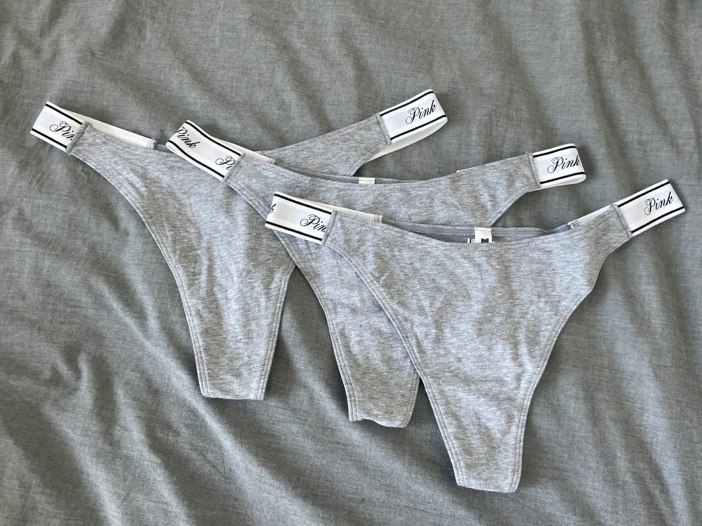 Victoria's Secret PINK Grey Thong Underwear - Size Large image indicator(4)