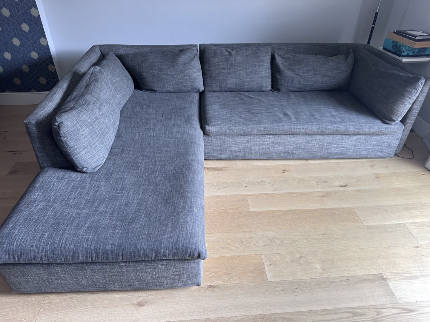 L-Shaped Sectional Sofa WEST ELM - Gray Fabric - photo 3