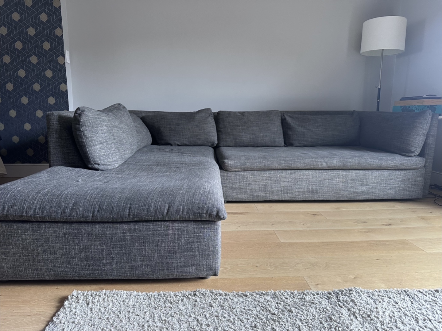 L-Shaped Sectional Sofa WEST ELM - Gray Fabric - photo 2