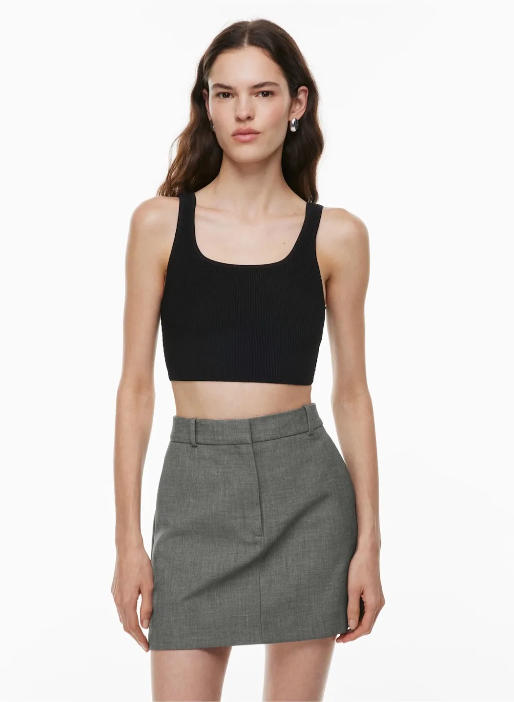 Aritzia Babaton black sculpt knit cropped tank size xs 🏒 image indicator(3)
