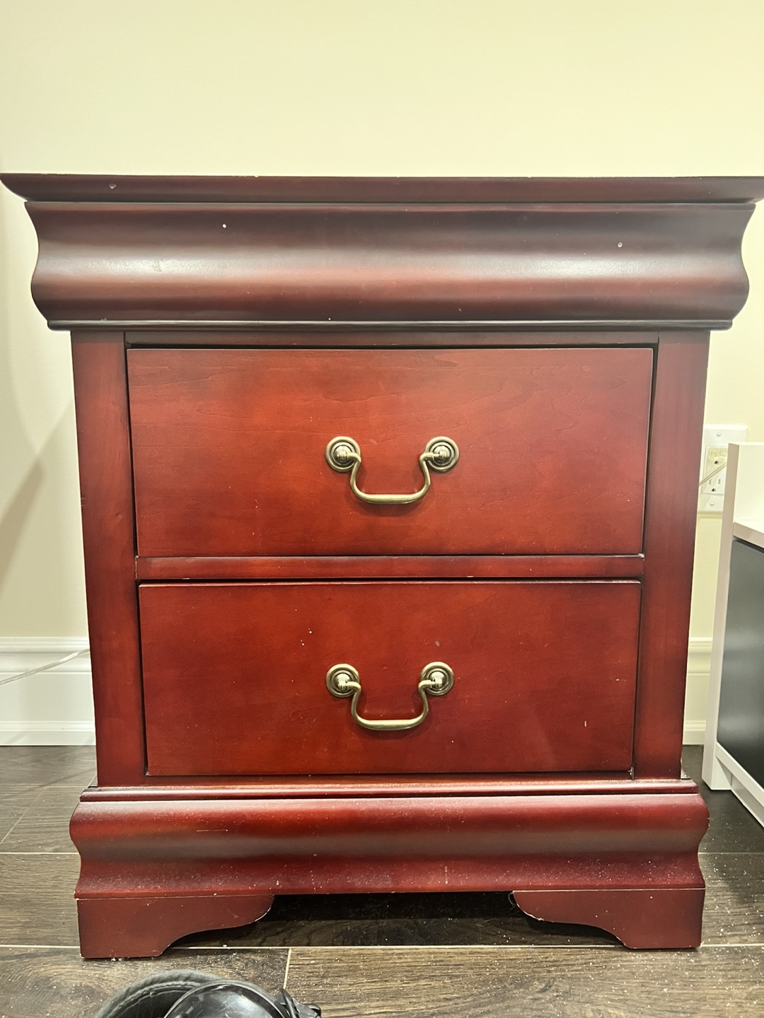 2pcs Cherry Wood Two-Drawer Nightstand