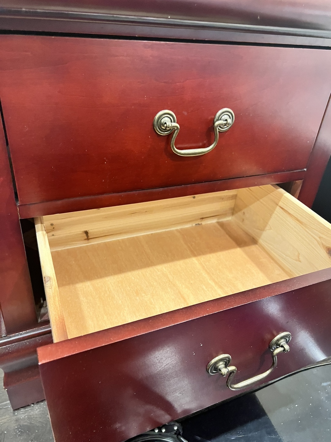 2pcs Cherry Wood Two-Drawer Nightstand - photo 4
