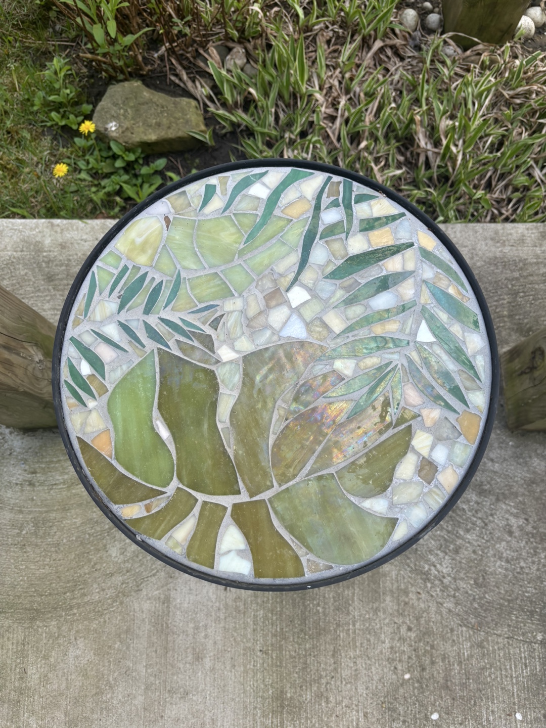 Unique Mosaic Glass Top Outdoor Side Table - photo 3