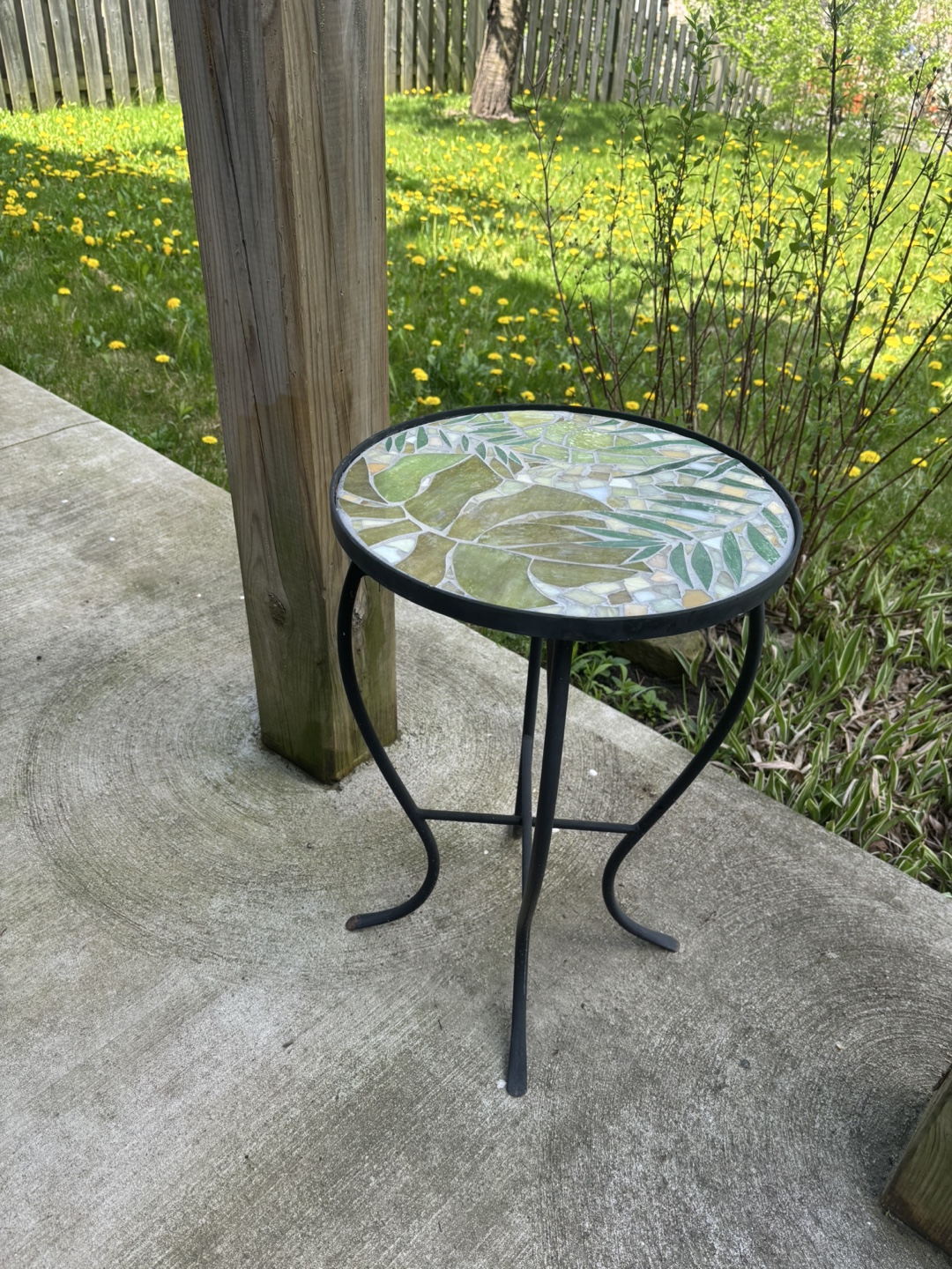 Unique Mosaic Glass Top Outdoor Side Table - photo 2