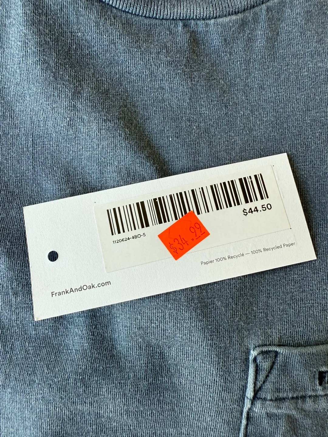 Men's T-Shirt - (Small) 100% Organic Cotton Natural Faded Look! image indicator(3)