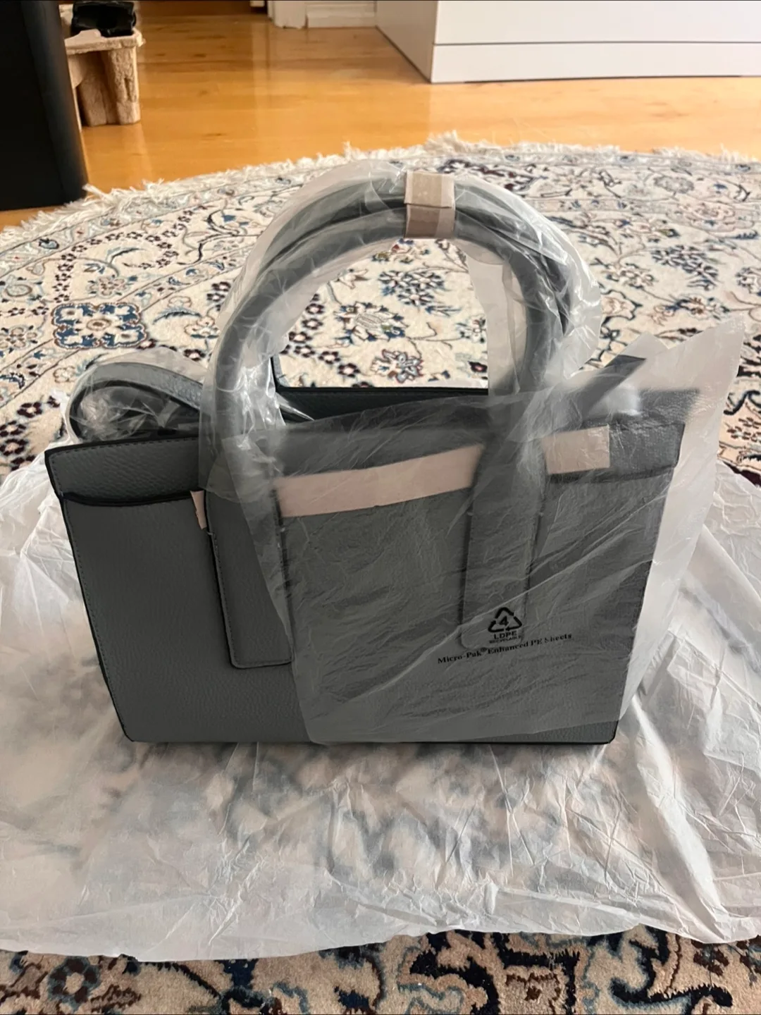 New Tahari Grey Structured Handbag image indicator(2)