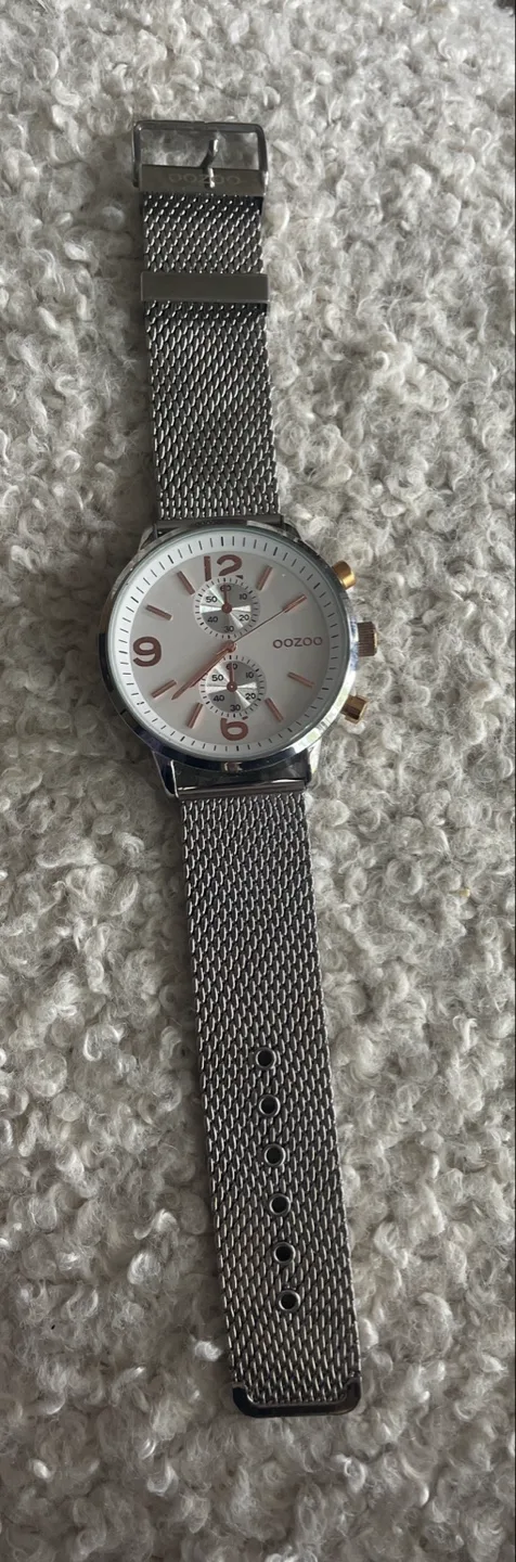 🏒OOZOO Women's Silver Mesh Band Chronograph Watch thumbnail