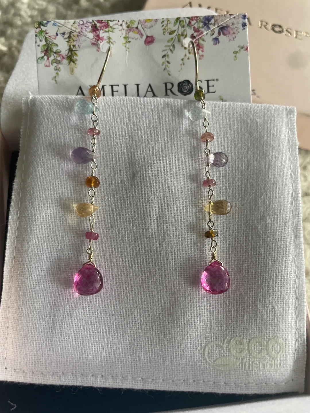 🏒Amelia Rose Multi-Gemstone Drop Earrings image indicator(2)