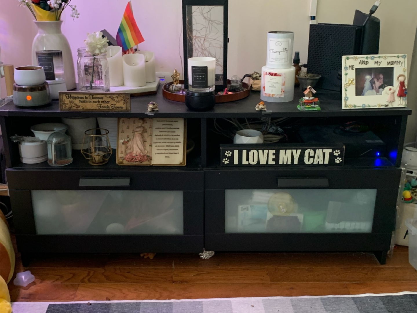 Black Two-Drawer Media Console