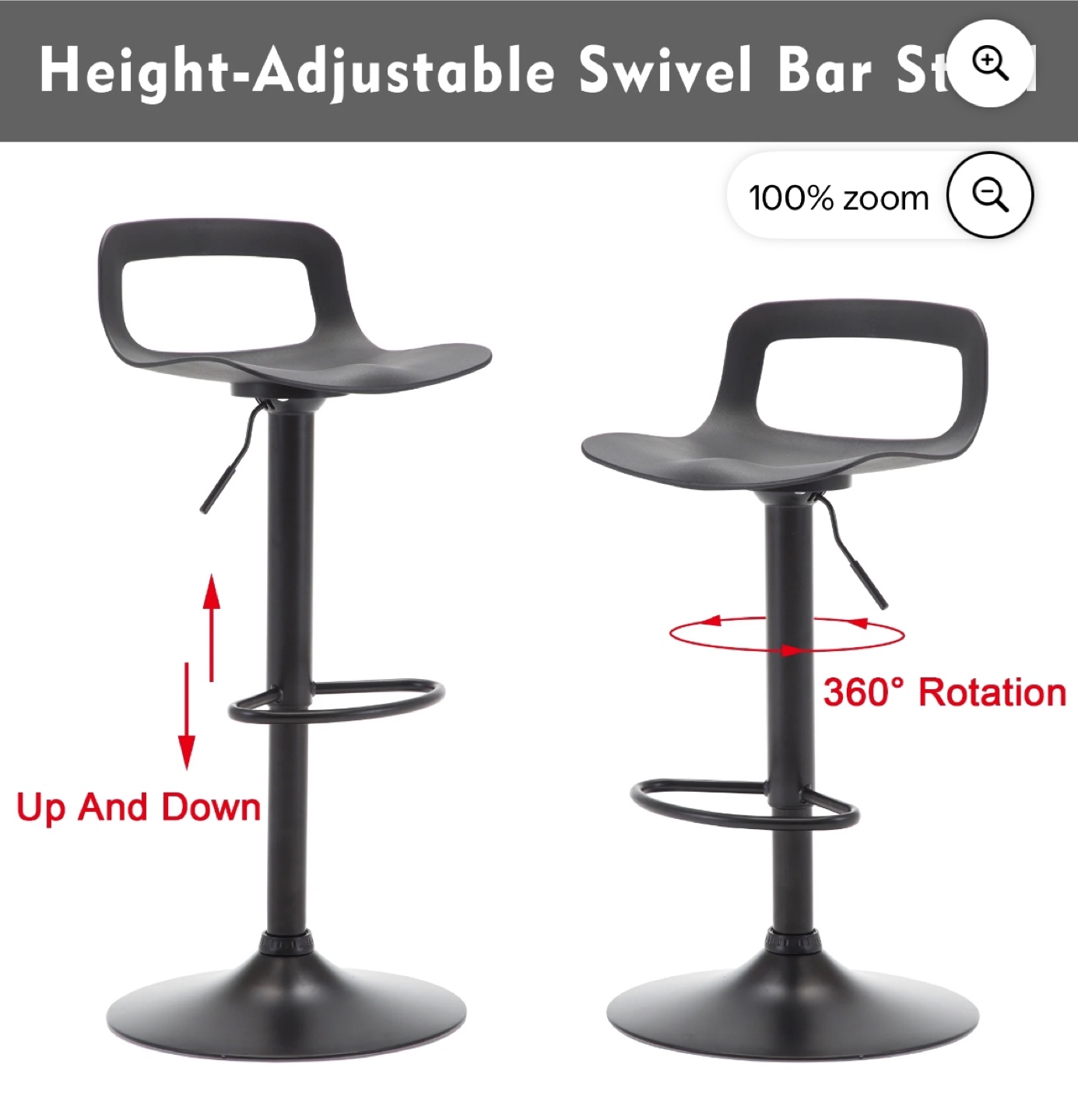 Pair of Black Bar Stools - photo 4