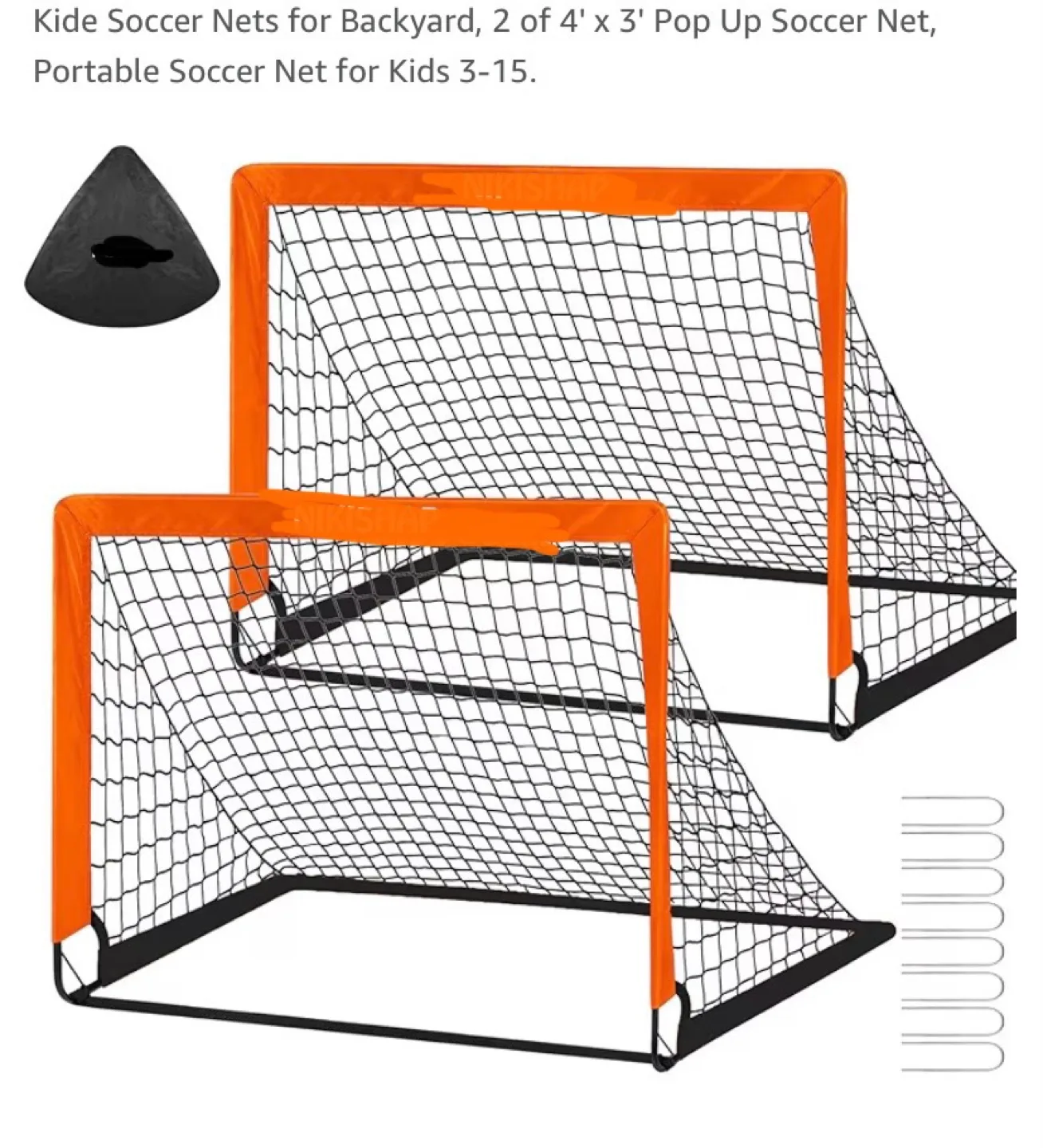 New Portable Pop Up Soccer Nets 4’x3’ Set of 2 thumbnail