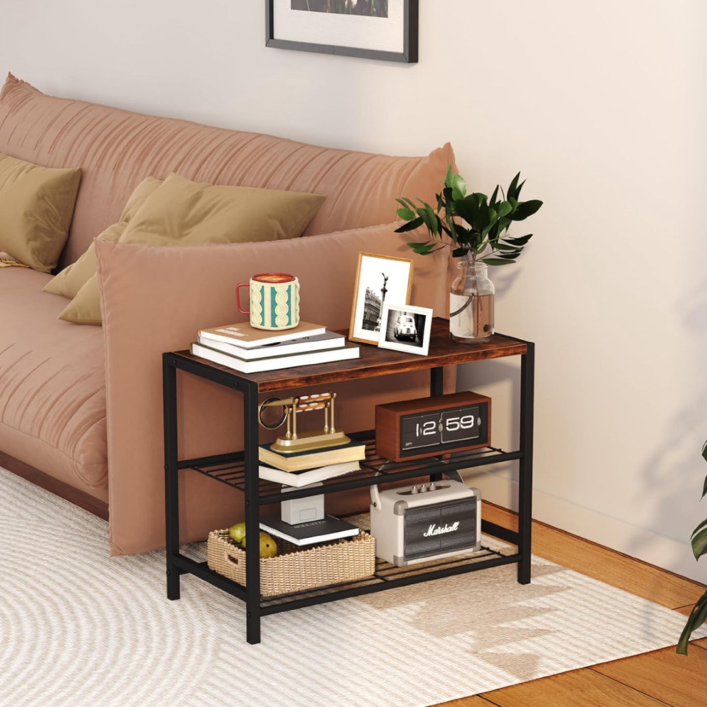 Rustic Brown 3-Tier Shoe Rack Organizer - photo 2