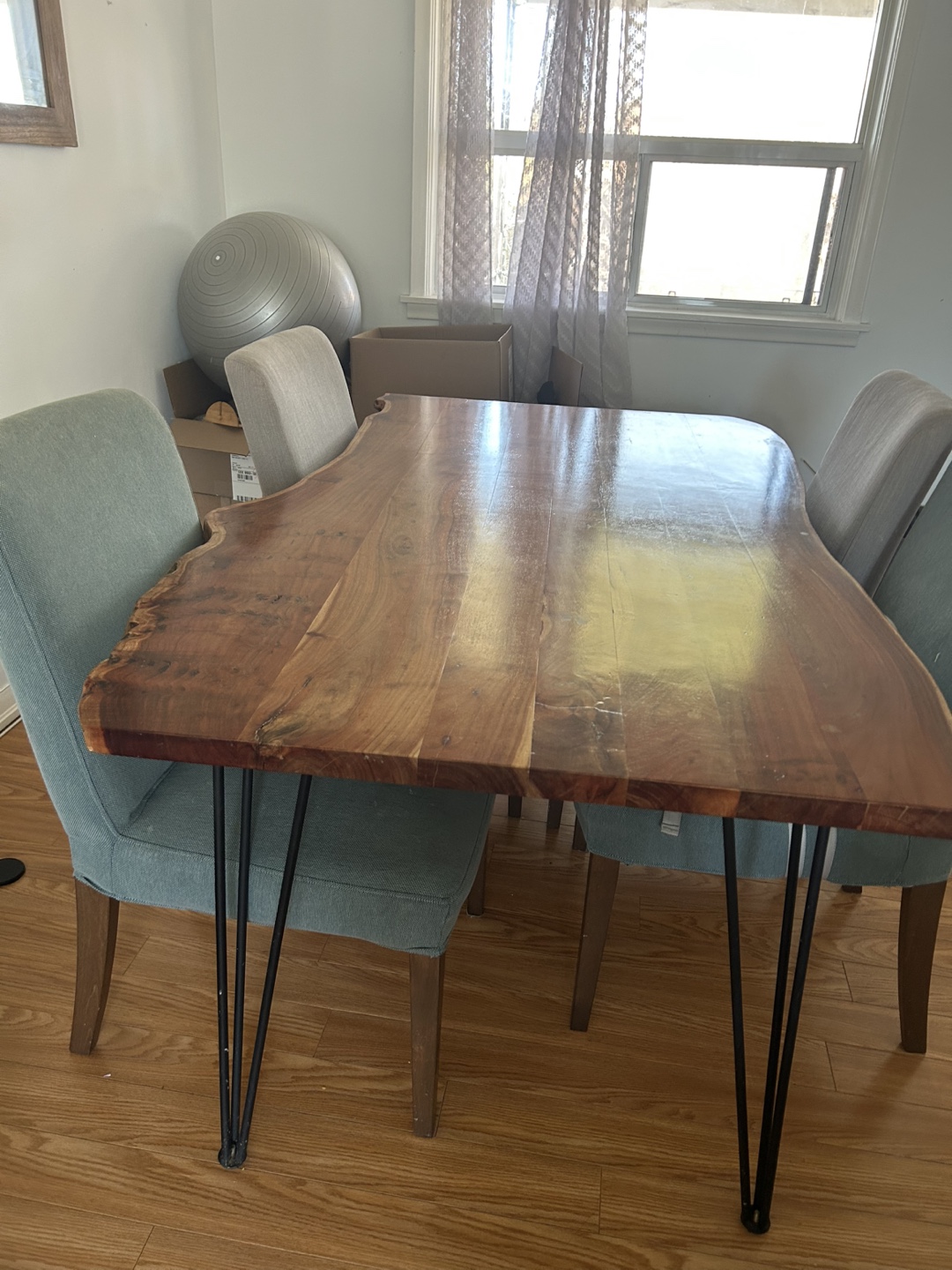 Live Edge Dining Table with Hairpin Legs