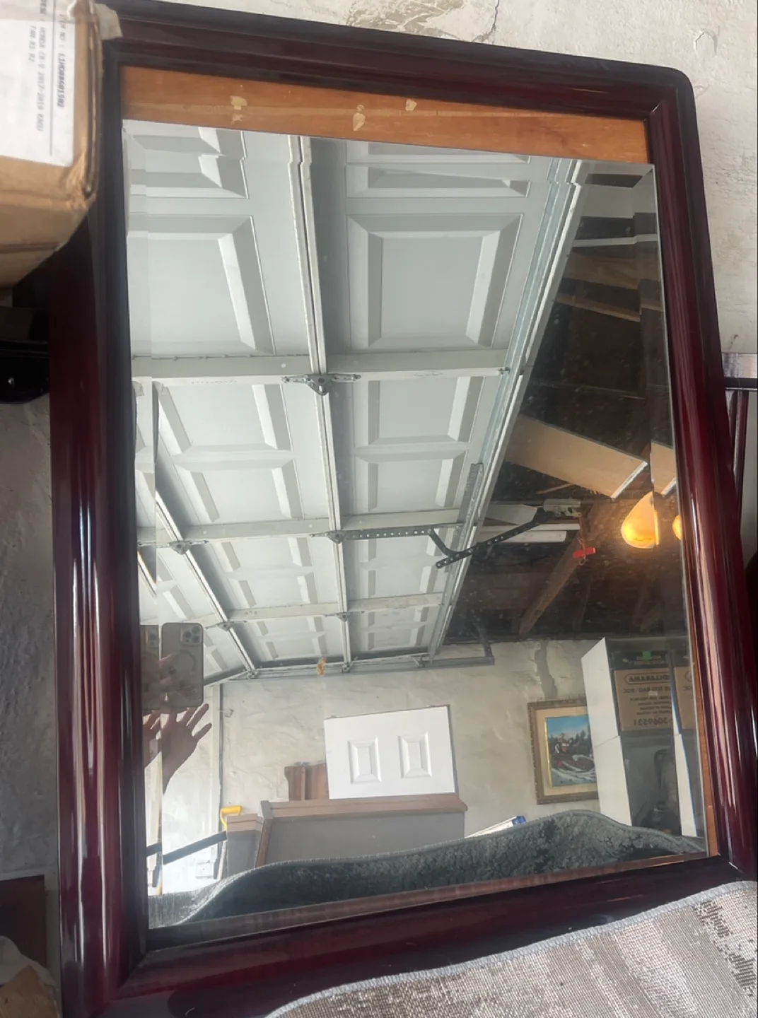 Dark Red Wooden Framed Mirror image indicator(2)