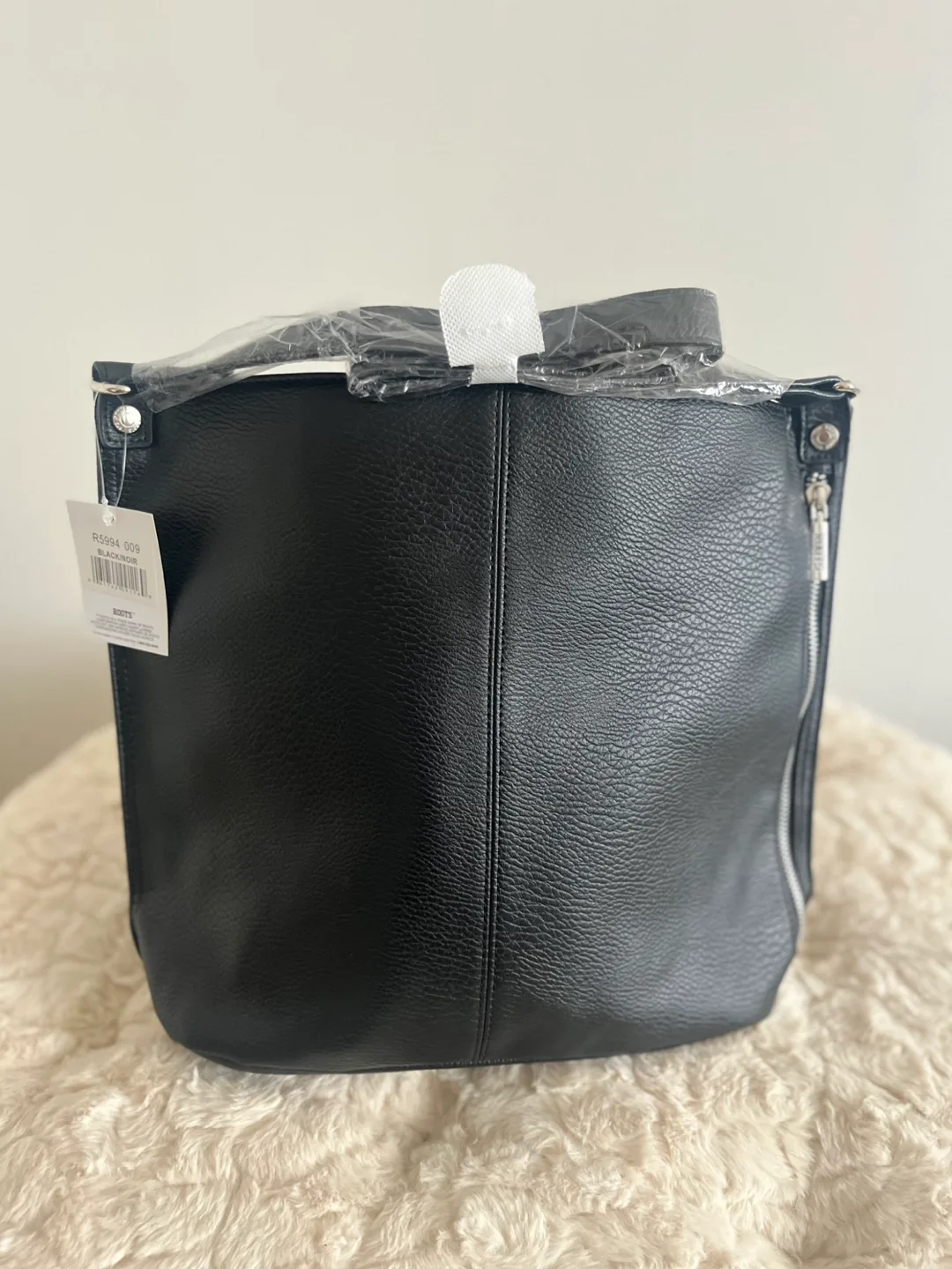 Roots Black Faux Leather Bag image indicator(3)