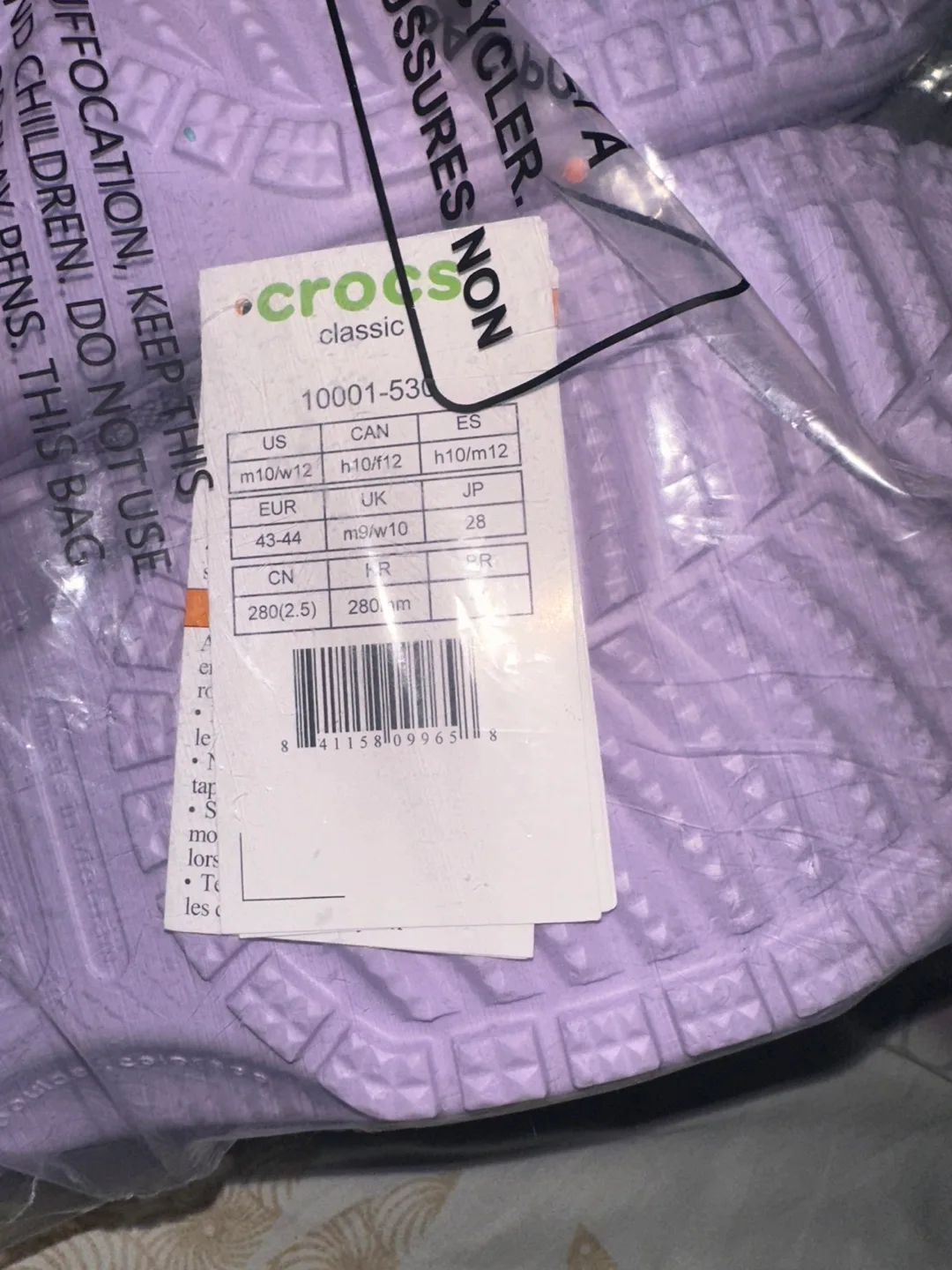 🥕Lavender Crocs Classic Clogs - Size Men's 10/Women's 12 image indicator(6)