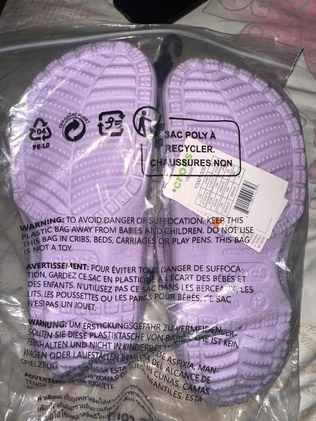 🥕Lavender Crocs Classic Clogs - Size Men's 10/Women's 12 image indicator(4)