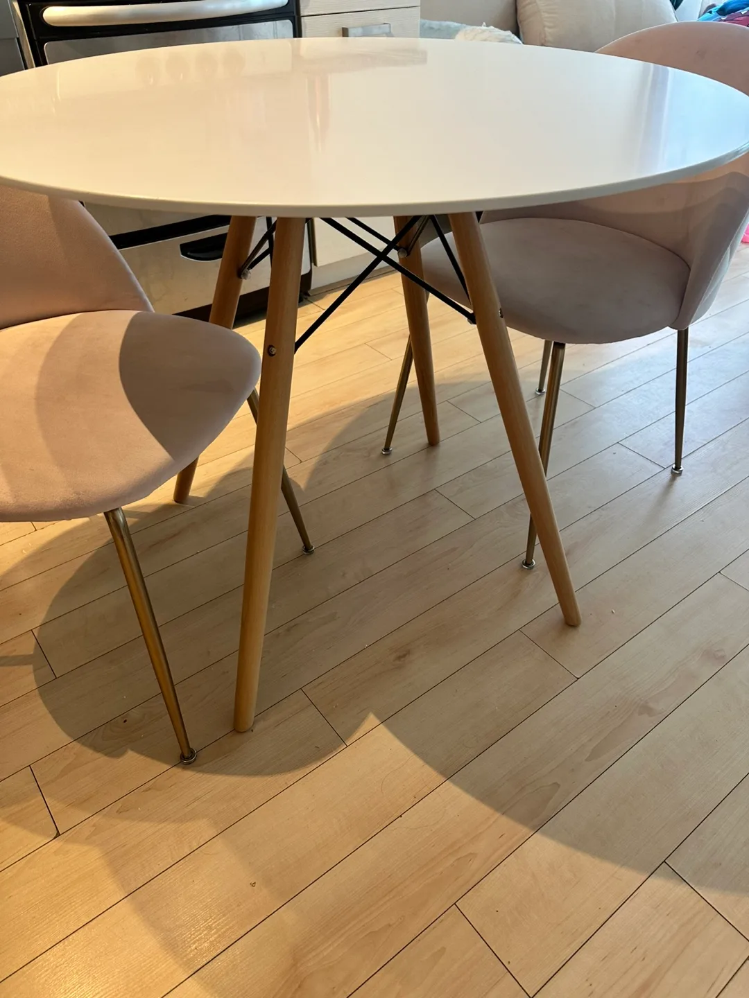 Dining Table Set – with 2 Baby Pink Velvet Chairs image indicator(2)