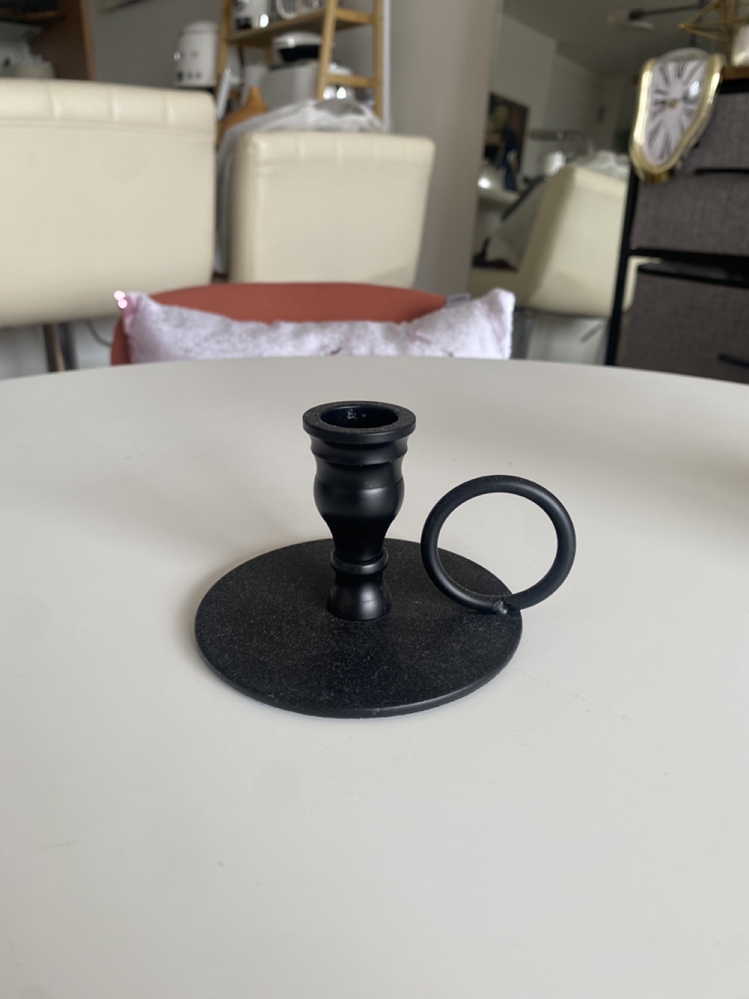 Black Metal Candle Holder with Ring Handle #freecycle