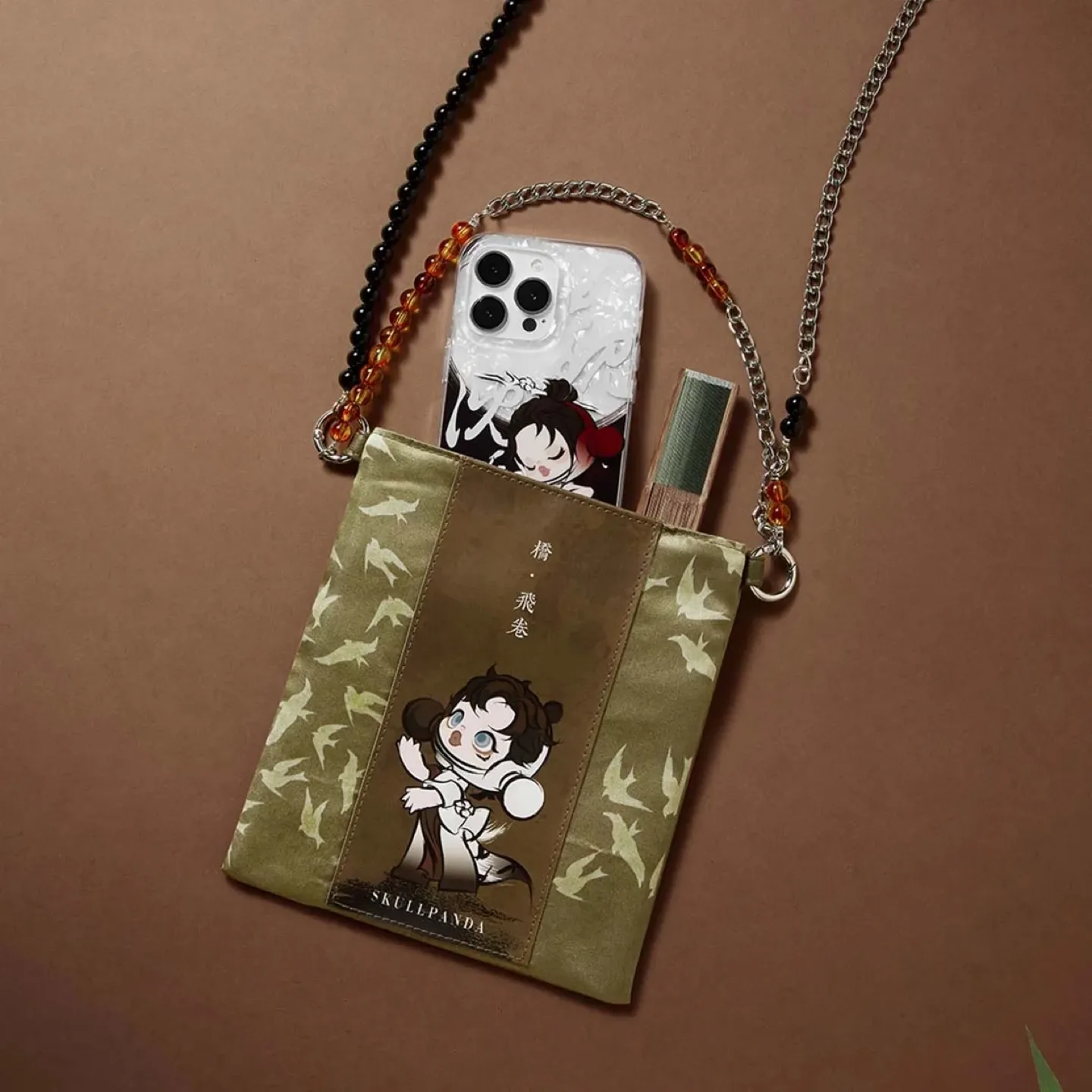 🖤 SKULL PANDA – THE INK PLUM BLOSSOM BEAD STRING MINI BAG thumbnail