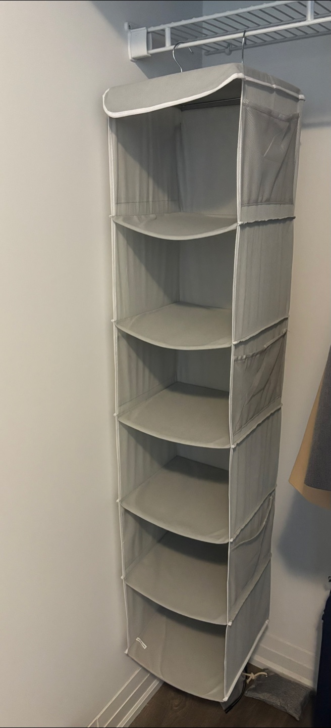 Grey Fabric Hanging Closet Organizer