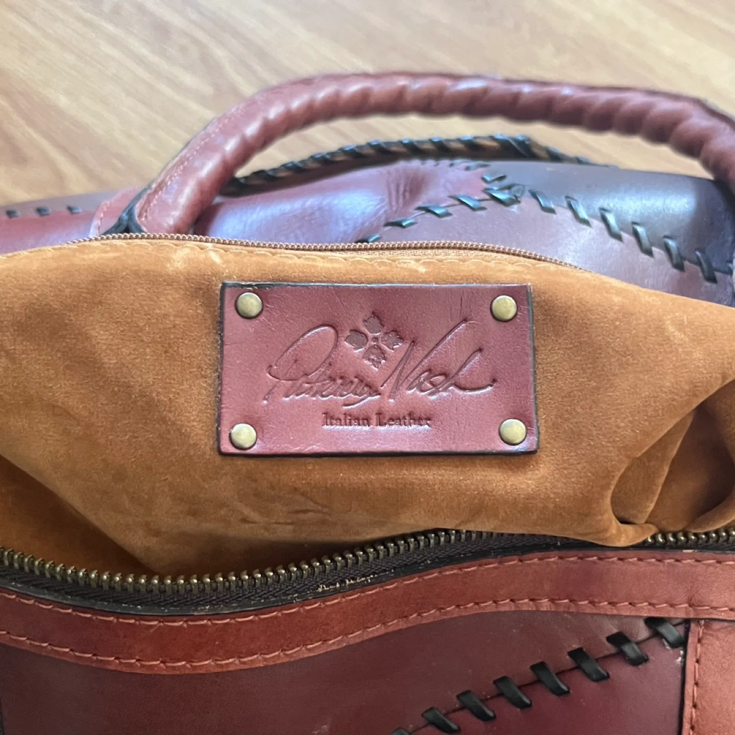 Vintage Leather Patchwork Duffle Bag image indicator(6)