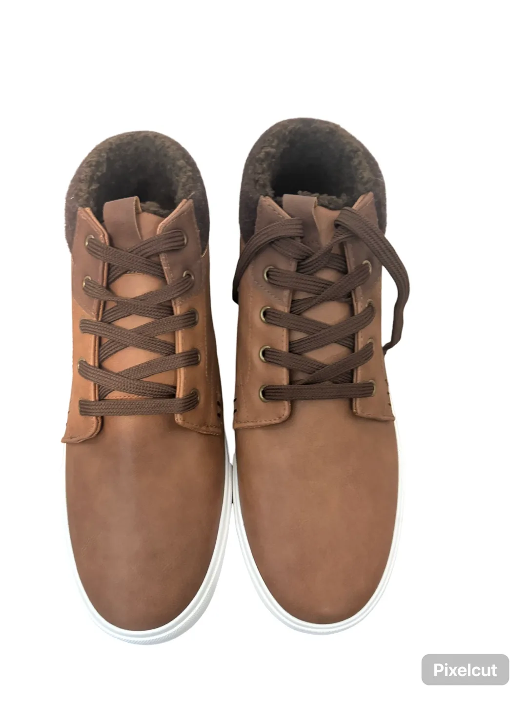 Men's Brown Faux Leather High-Top Sneakers thumbnail