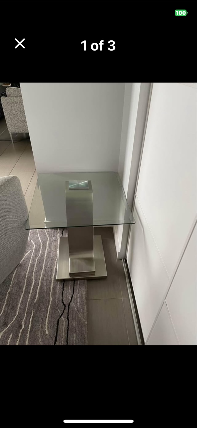 Modern Glass and Metal Side Table