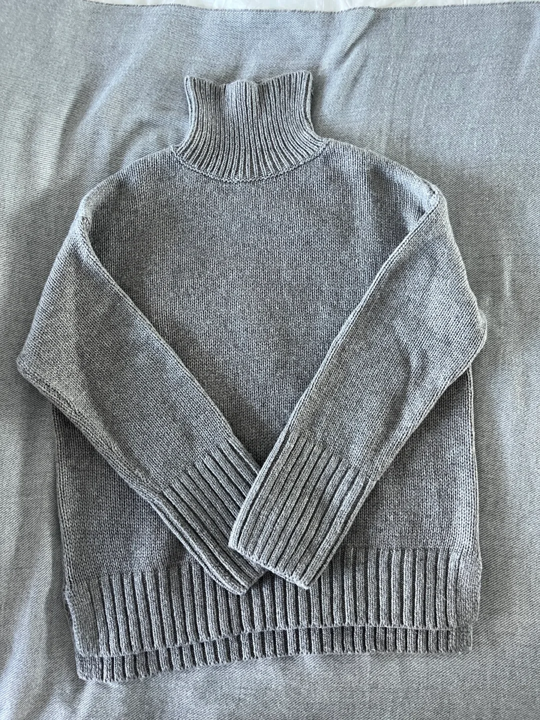 Grey Turtleneck Knit Sweater thumbnail