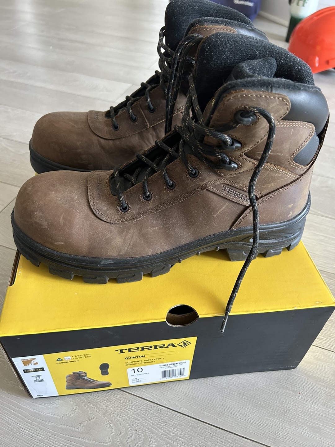 Terra Quinton Brown Leather Work Boots - Size 10 Men - photo 2