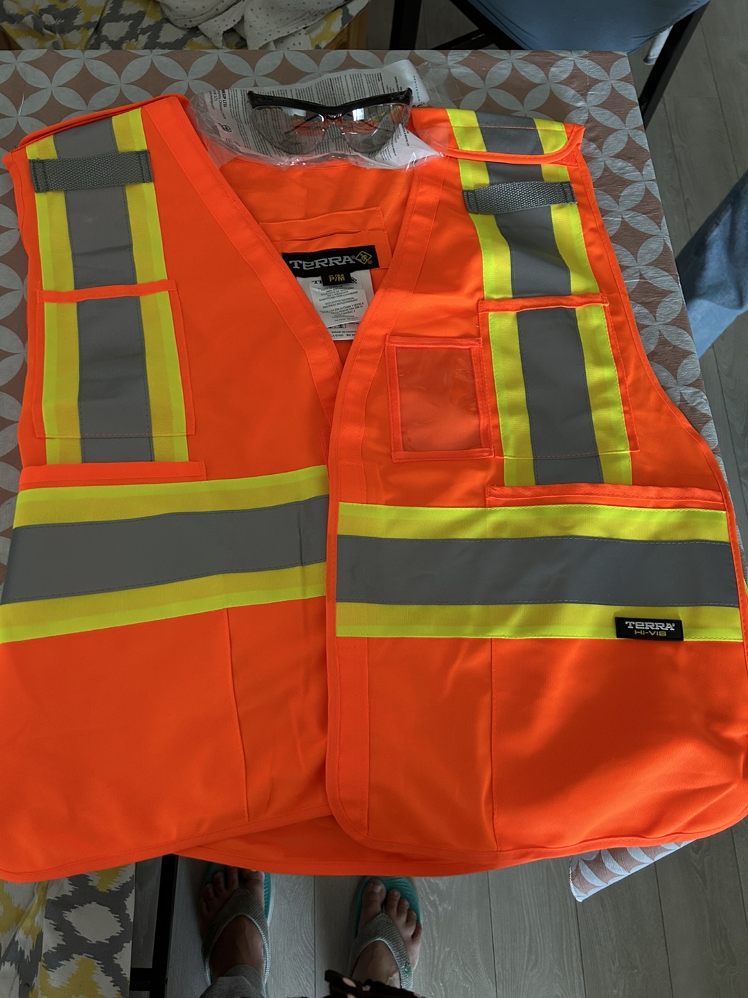 New Terra Safety Vest with Safety Glasses and helmet