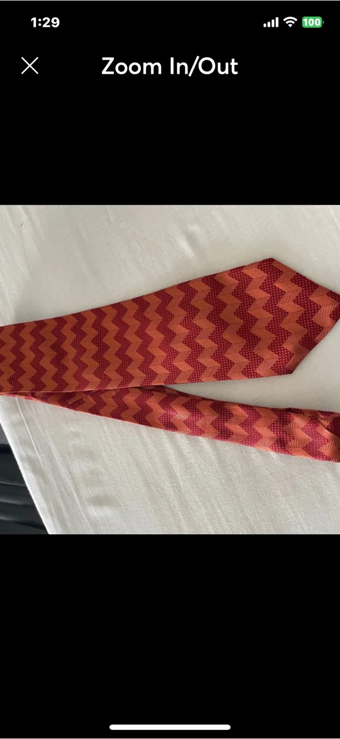 Men's Red and Orange Chevron Necktie thumbnail