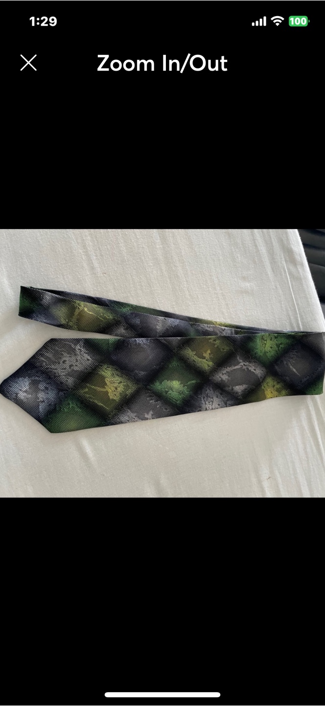 Men's Necktie, Green, Gray, and Black Diamond Pattern