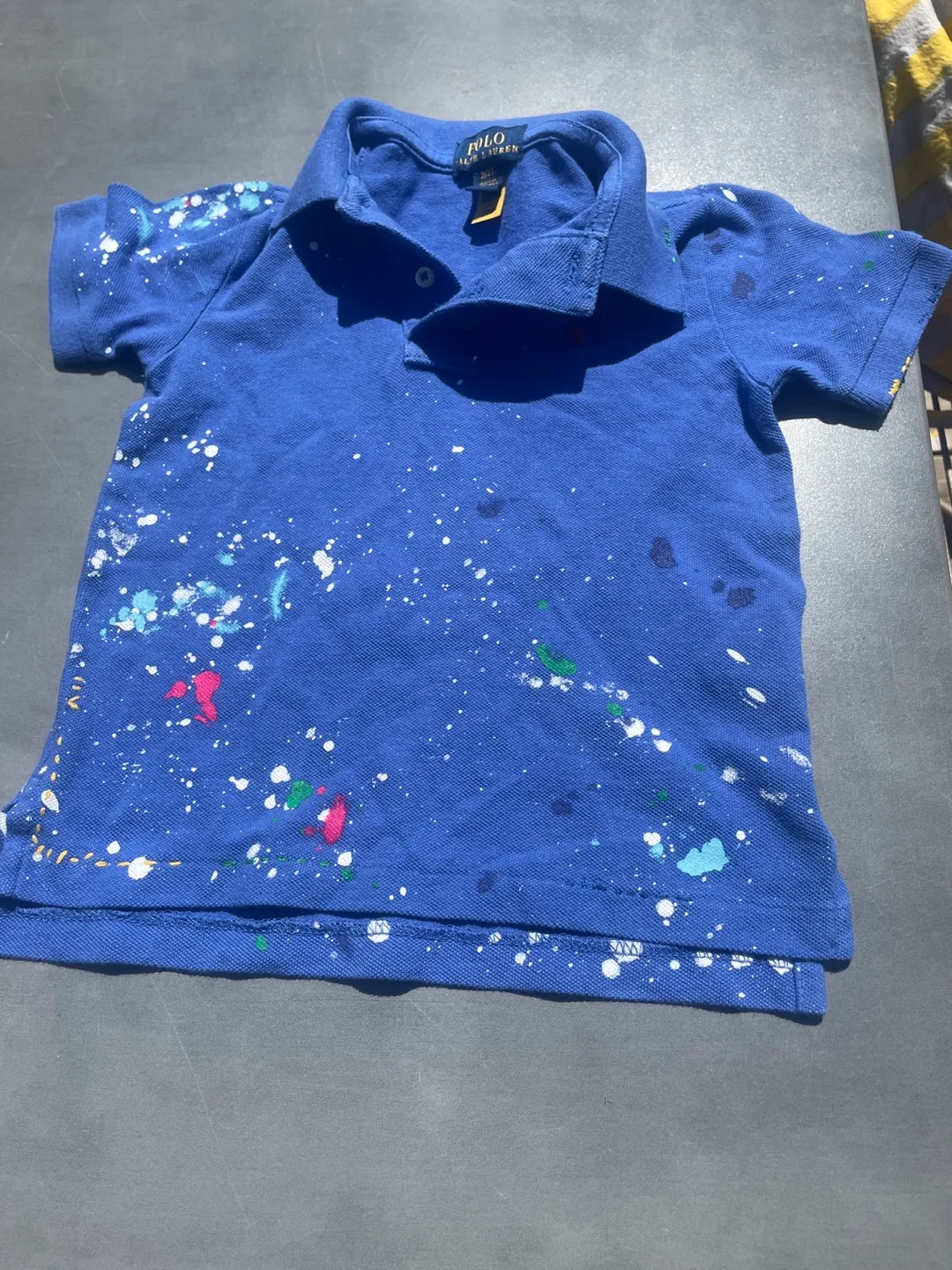 Polo Ralph Lauren Kids' Size 3T Blue Paint Splatter Polo Shirt thumbnail