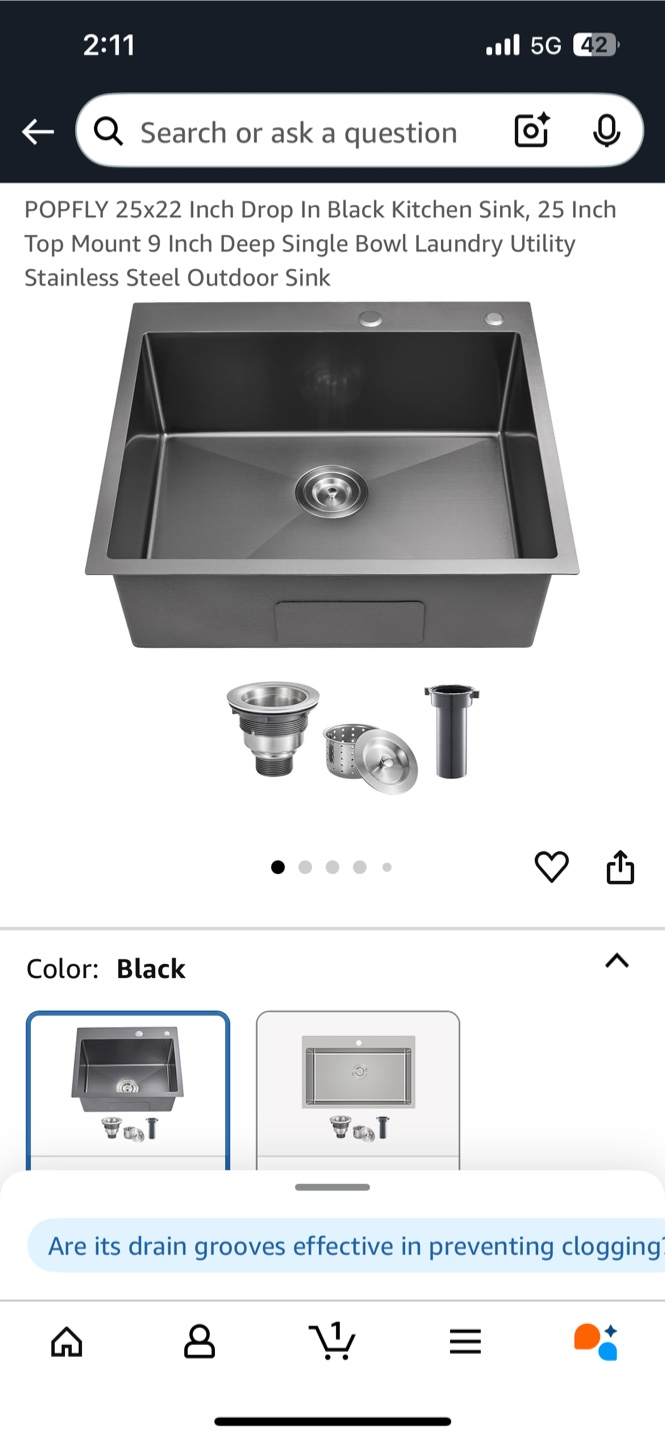 25x22 inch stainless steel in Black Kitchen Sink - photo 3
