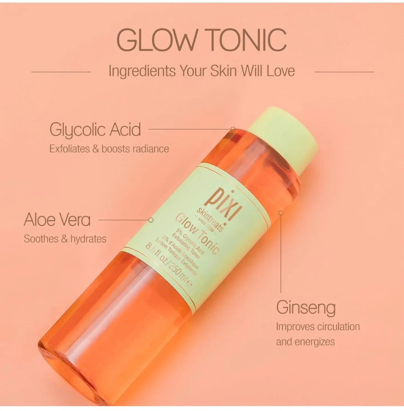 Pixi Glow Tonic 250ml Exfoliating Toner image indicator(3)