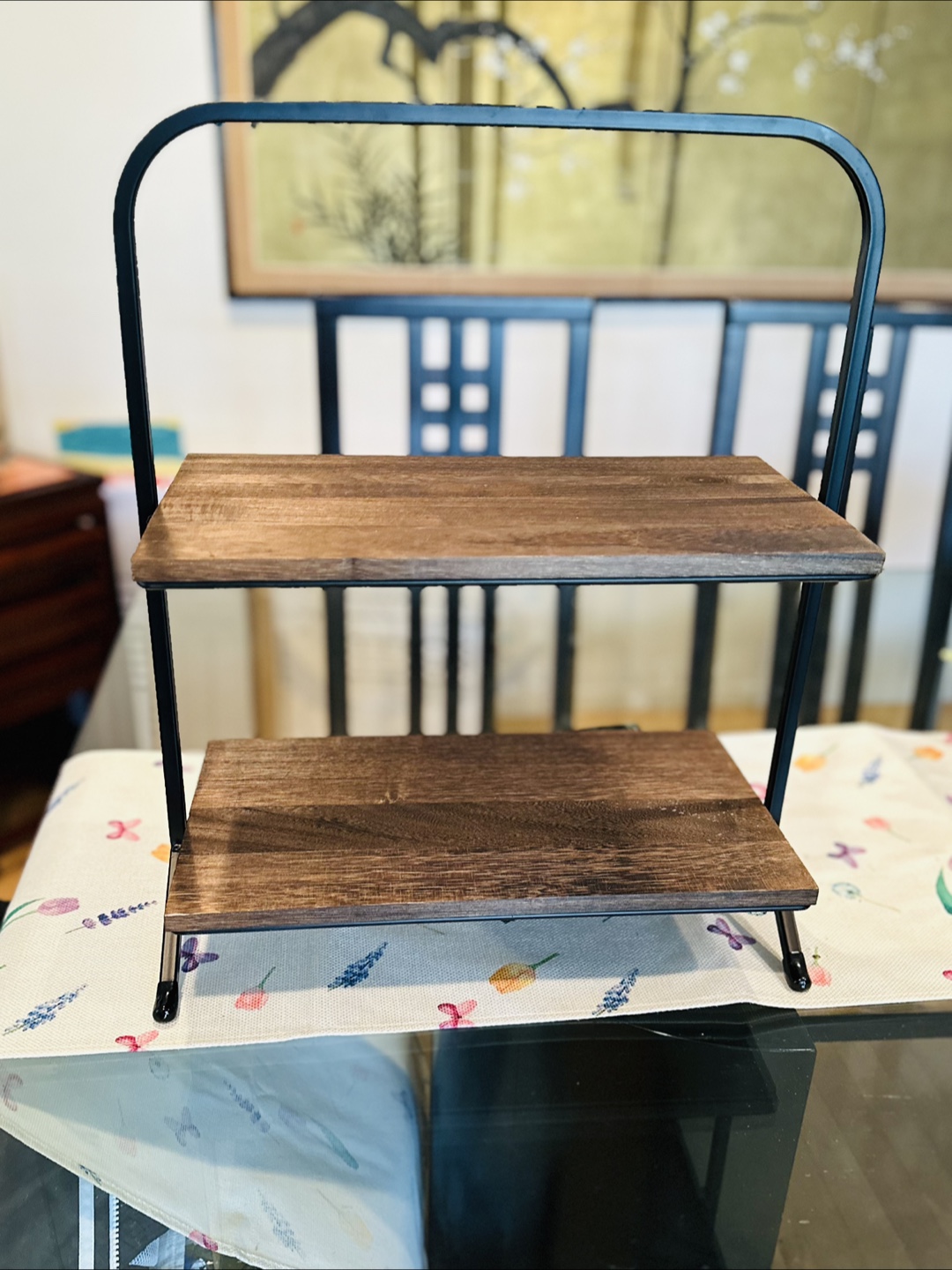 Two-Tiered Wooden Serving Stand
