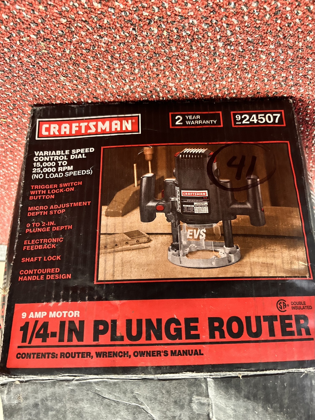 Craftsman 1/4-Inch Plunge Router, 9 Amp Motor, Model 924507