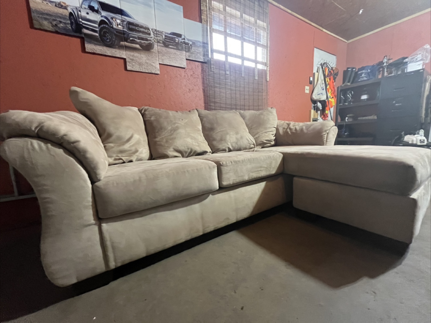 light beige reversible sectional couch - photo 2