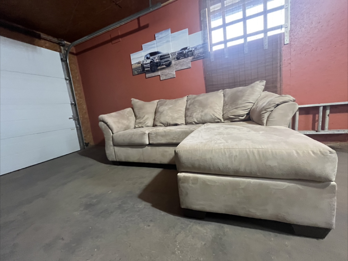 light beige reversible sectional couch