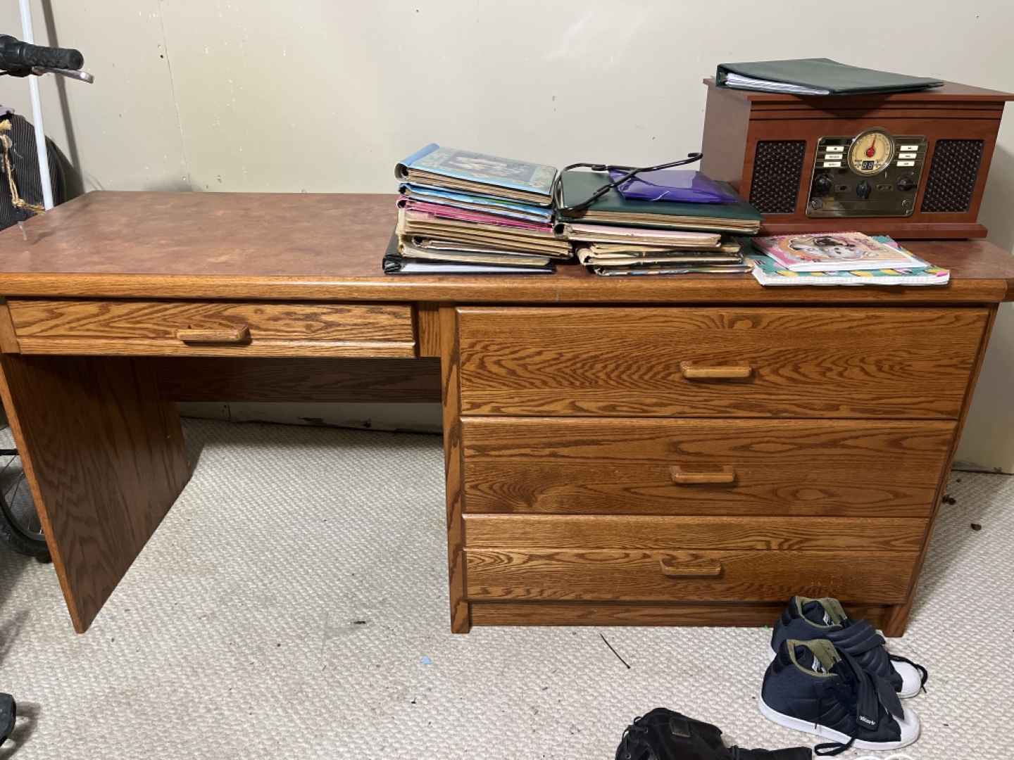 Solid wood writing desk with three drawers