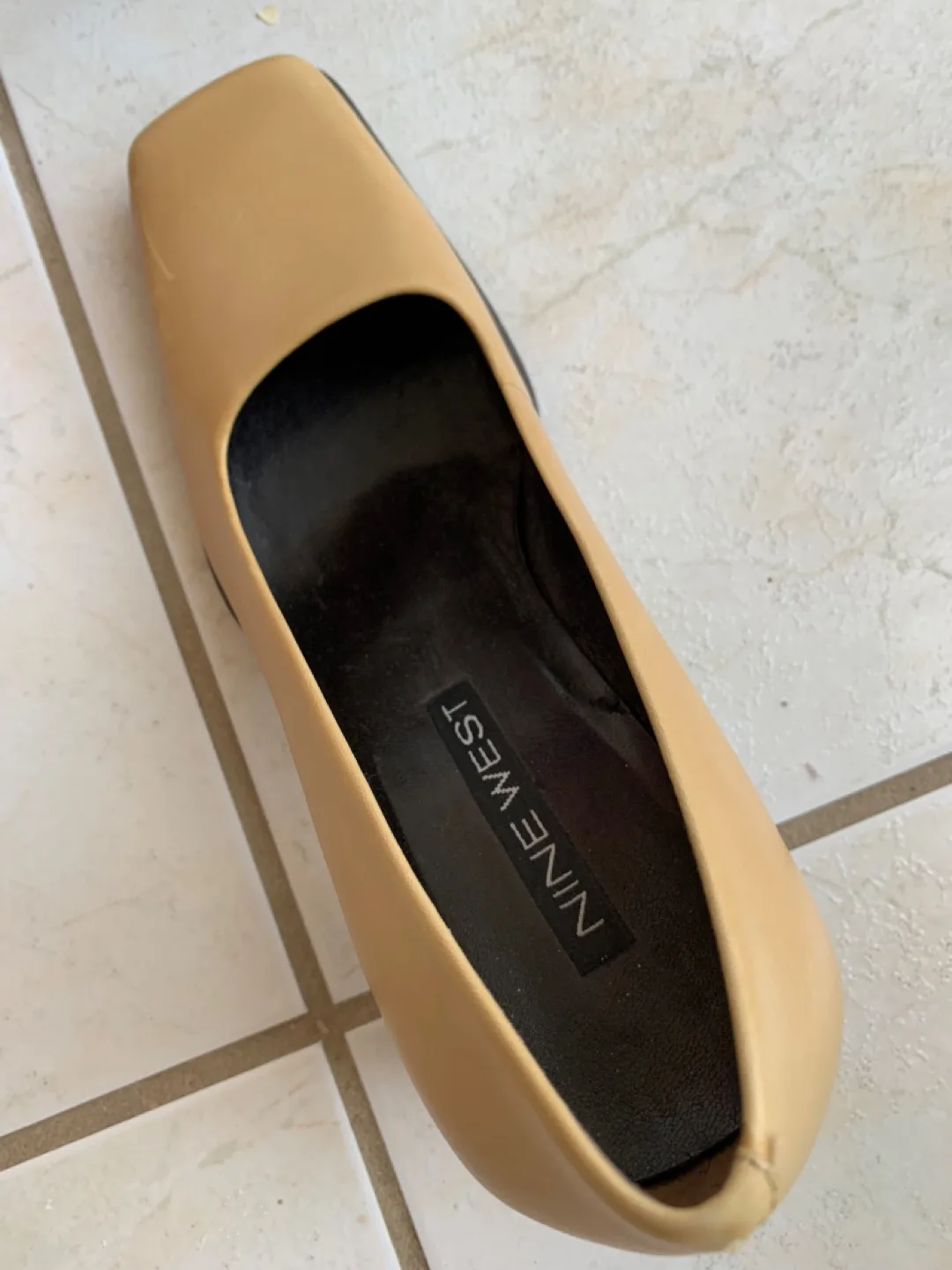 Nine West Beige Leather Block Heel Pumps image indicator(3)