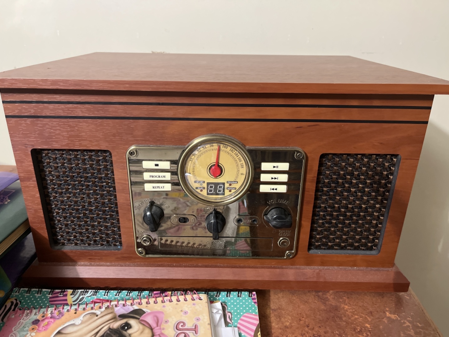 Vintage-Style Record Player with AM/FM Radio