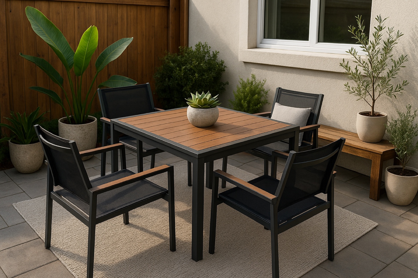 Patio Dining Set - 4 Chairs & Table